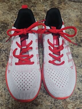 Women’s Lightweight White and Red Athletic Sneakers
